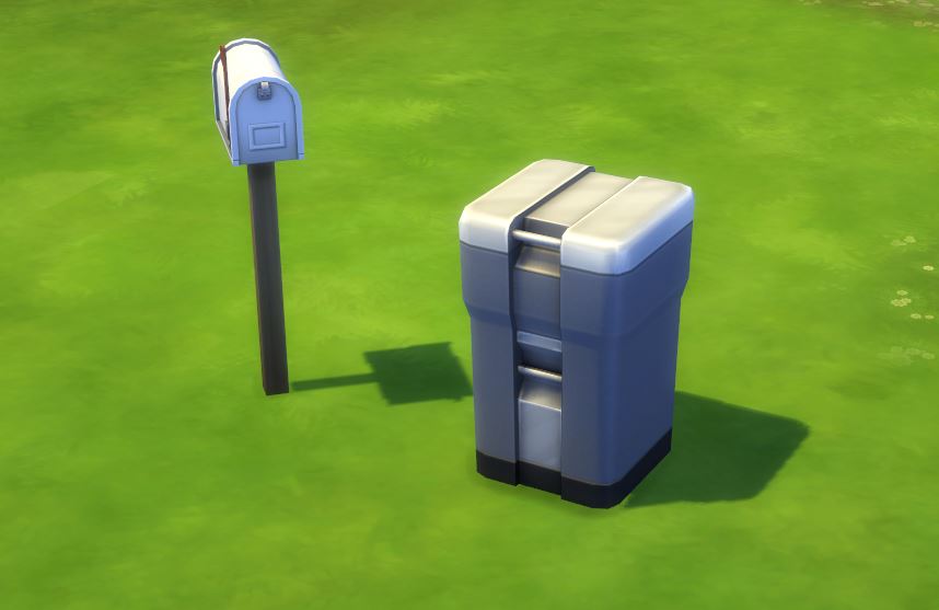 La boîte aux lettres et la poubelle sont deux des multiples objets indispensables à un terrain résidentiel dans Les Sims 4™
