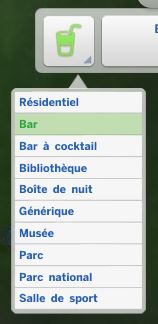 La liste des objets requis varie en fonction du type de terrain : bar, bibliothèque...