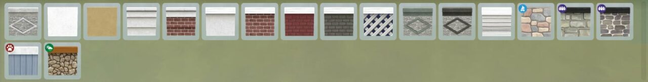 Le sous-menu de « Fondations » des Sims 4 liste différents styles de revêtements