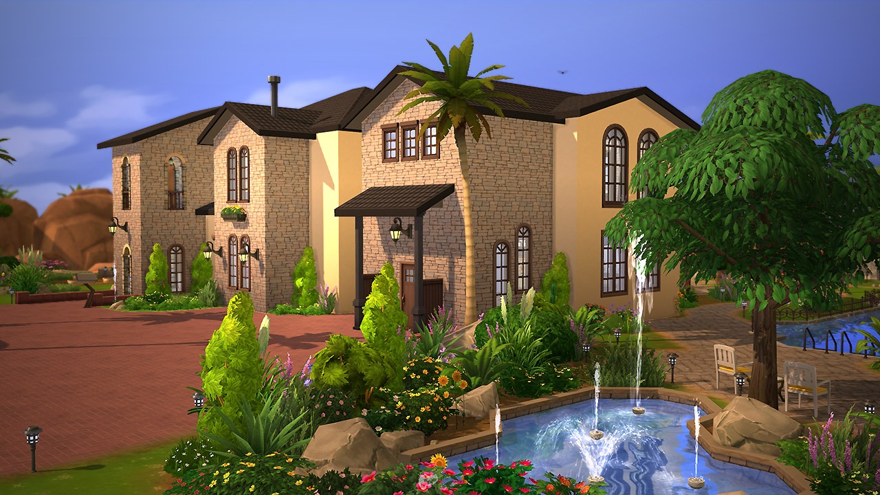 Maison "Surface", villa avec piscines et fontaines pour Les Sims 4