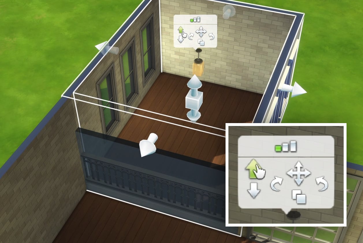 Autre technique pour créer une plateforme dans Les Sims 4 : délimiter une pièce à l’aide de clôtures ou de murs, et augmenter / baisser la hauteur de cet espace pour créer une plateforme