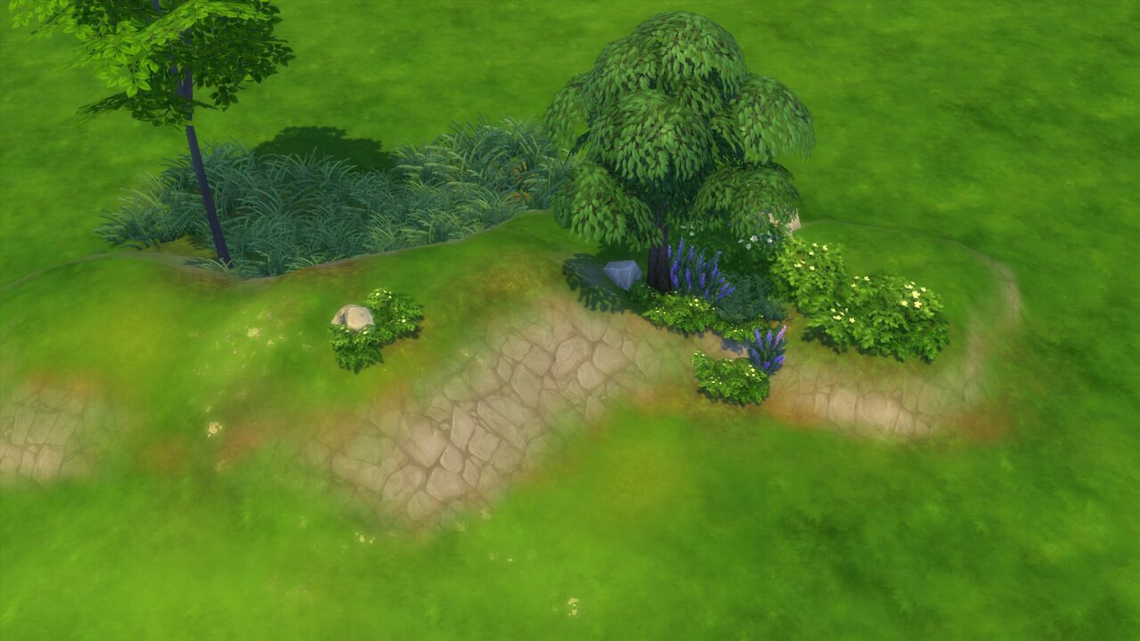 Les peintures de terrain s'associent à merveille avec les outils de modelage du terrain des Sims 4