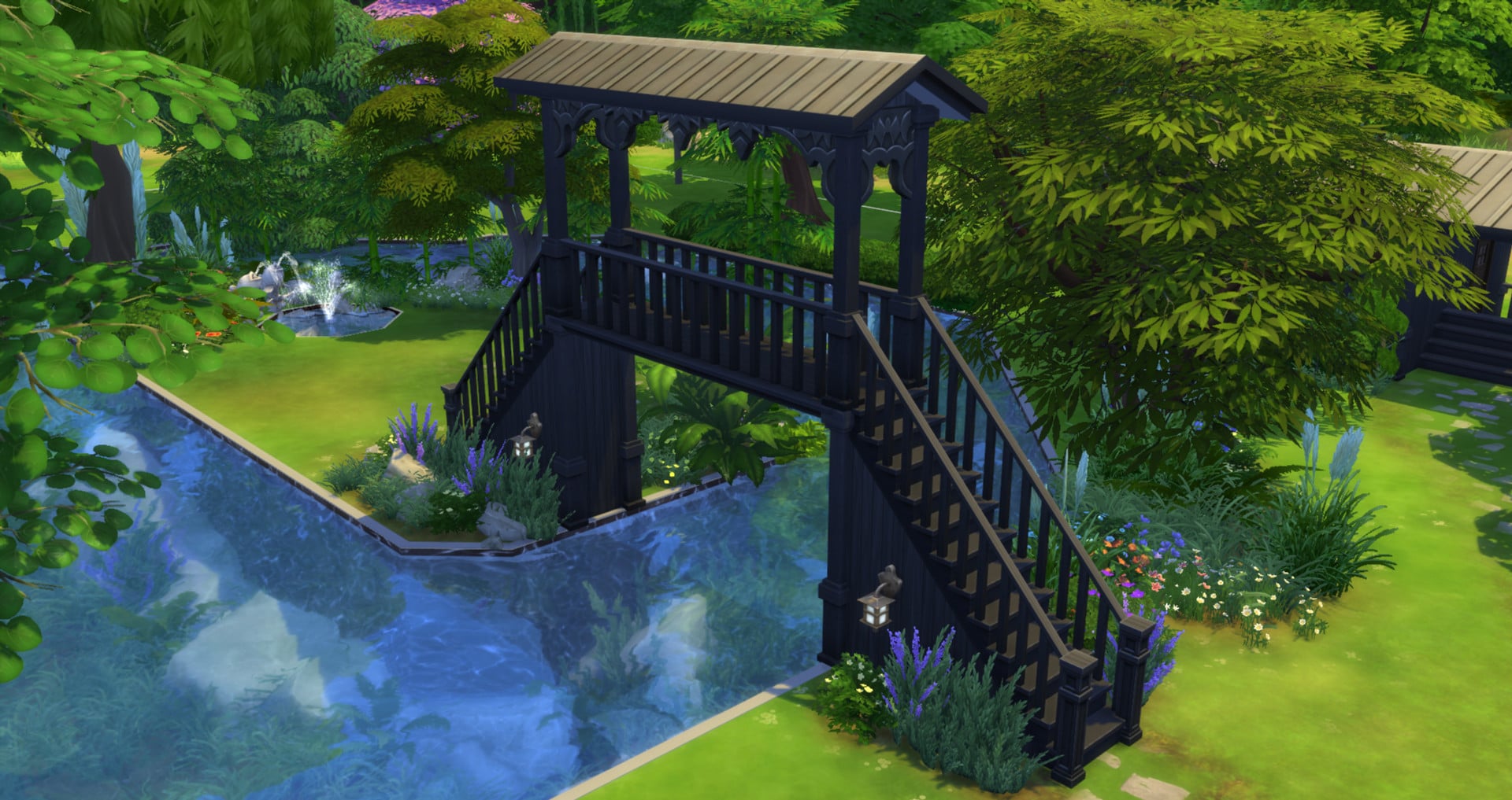 Exemple d'un pont créé dans Les Sims 4 avec ce tutoriel