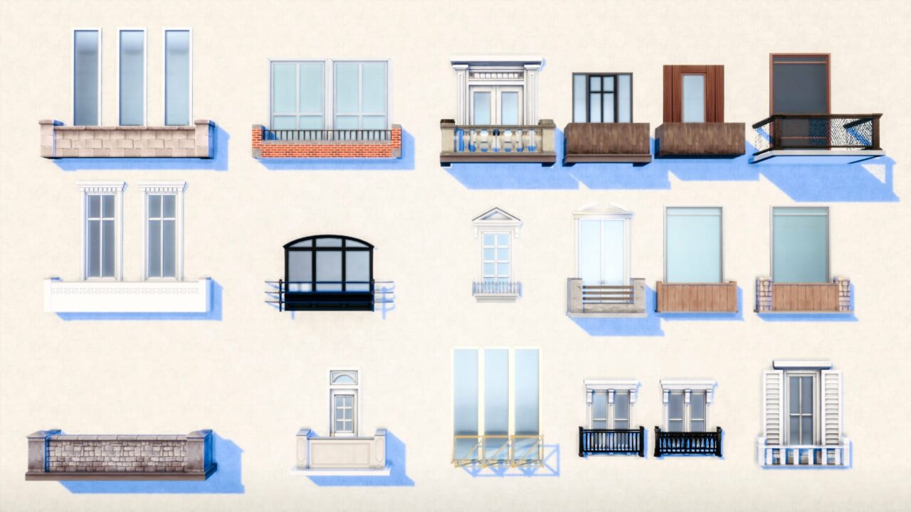 Exemples de balcons personnalisés dans Les Sims 4