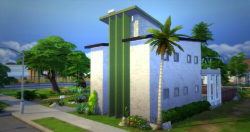 Ajouter des décrochés, varier les teintes et matériaux de la façade sont autant de moyens de donner corps à votre construction Sims 4