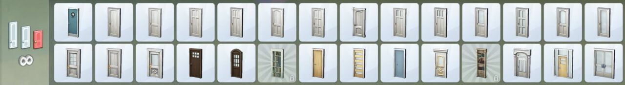 Le menu « Portes » liste l’ensemble des portes disponibles dans Les Sims 4