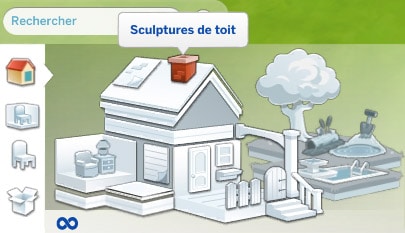 Le menu "Sculptures de toit" des Sims 4