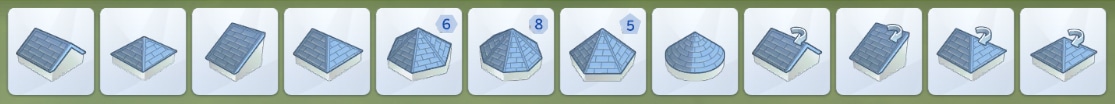 Le menu « Toits » liste l’ensemble des types de toits disponibles dans Les Sims 4