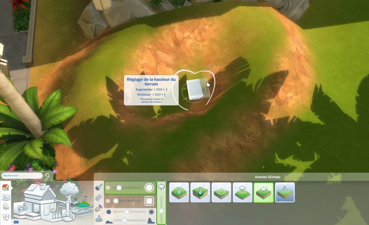 L'outil "Aplatir à la hauteur" permet de simplifier la création d'étangs dans Les Sims 4