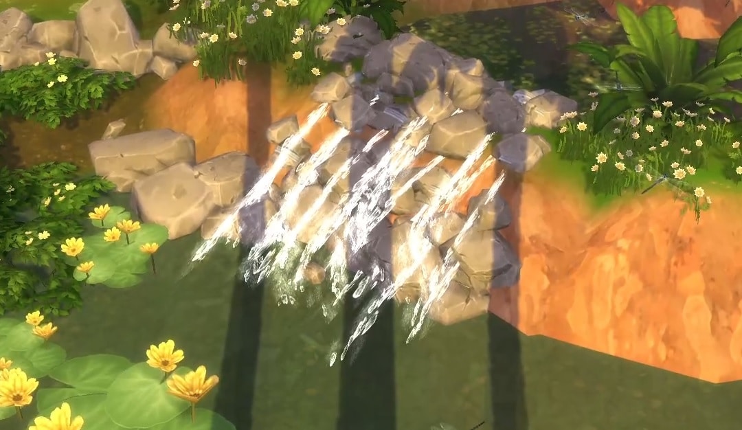 Notre cascade version Sims 4 commence à prendre forme
